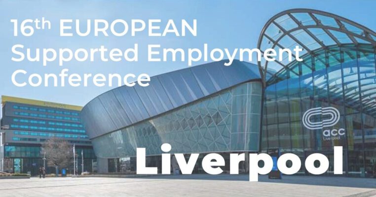 Cartel del 16.º Congreso Europeo de Empleo con Apoyo, que se celebrará en Liverpool los días 7 y 8 de diciembre de 2026.