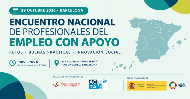 Cartel del Encuentro Nacional de Profesionales del Empleo con Apoyo 2026, el 29 de octubre en Barcelona.